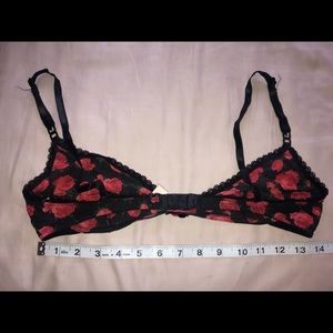 Dolce & Gabbana Black Red Roses Wireless Bra